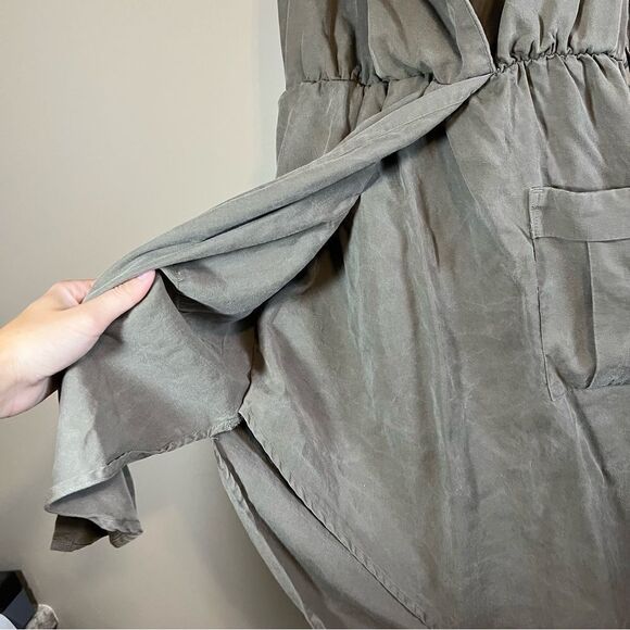 ✨ Lovers + Friends Women’s Olive Green Utility Faux Wrap Collared Dress Small - Picture 5 of 13